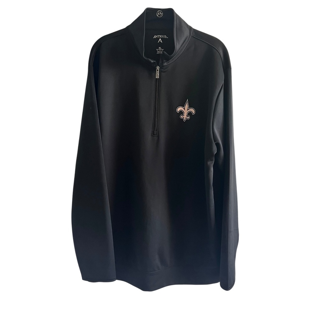 NFL Saints Black Antigua Pullover Quarter Zip Jacket
